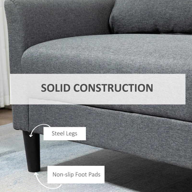 HOMCOM Canapea cu 2 locuri, moderna, din material textil cu efect in, cu brațe tapițate 191x79x87cm gri(m-7)