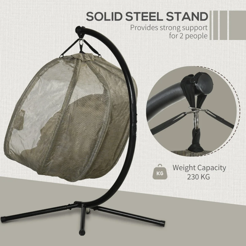 Outsunny fotoliu suspendat, cu 2 locuri, pentru gradina, maro