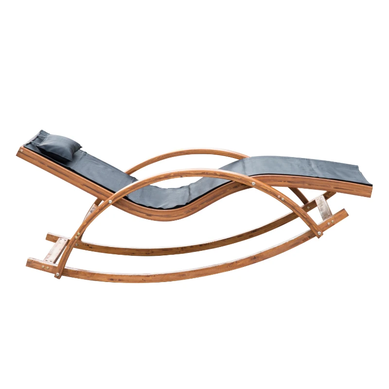 Outsunny Sezlong Legan de Gradina Sezlong Relax in Lemn, 165x72x70cm