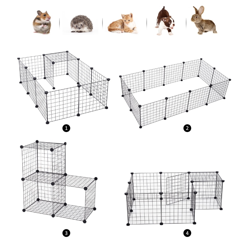 PawHut Tarc Modular pentru Animale Negru 12 Module 35x35cm