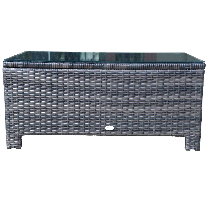 Outsunny masuta exterior, sticla securizata, 85x50x39cm, maro