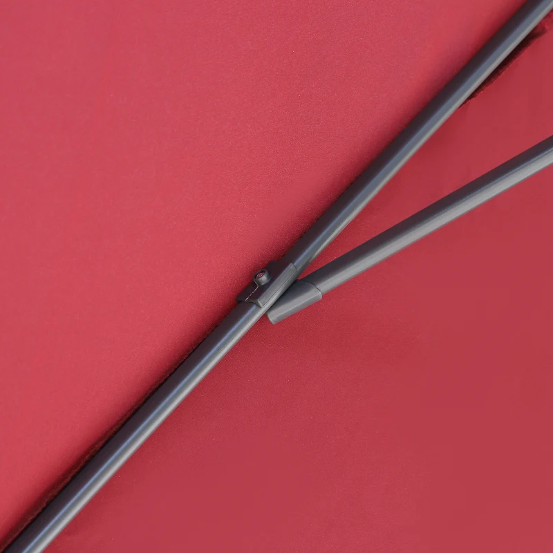 Outsunny 2.5 x 2.5m Patio Offset Parasol Umbrella Cantilever Hanging Aluminium Sun Shade Canopy Shelter 360° Rotation with Crank Handle and Cross Base, Wine Red