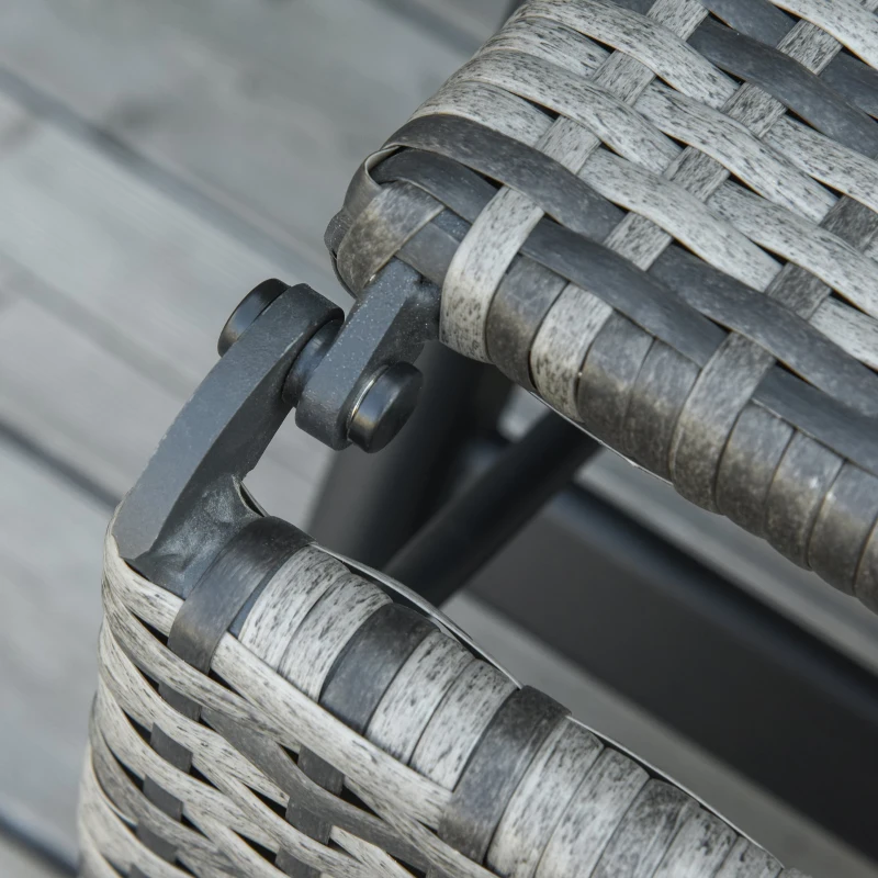 Outsunny Sezlong de Gradina Pliabil Ratan PE Cotiere si Suport pentru Picioare