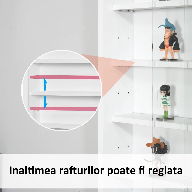 HOMCOM panou cu 5 etajere, polite reglabile, 80x9.5x60cm, alb(m-5)
