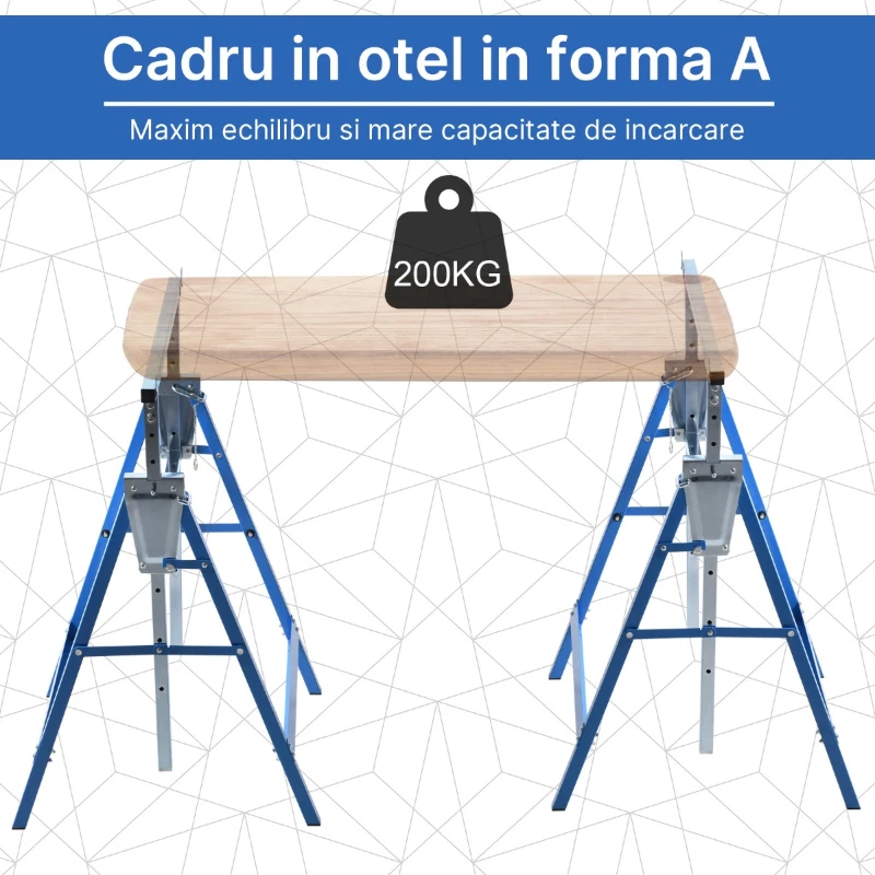 HOMCOM set suport de lucru din tuburi de otel, 68x58x80 cm