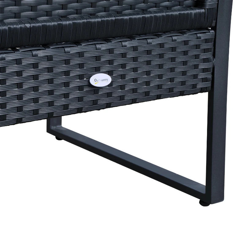 Outsunny set mobilier exterior, masa, scaune si perne, negru