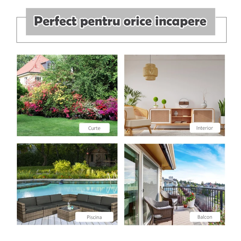 Outsunny Set Mobilier de Extern Canapea Componibila 8 Bucati in PE Rattan, Maro