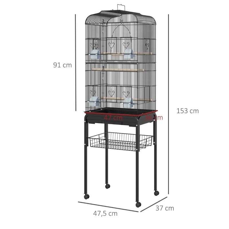 PawHut voliera cusca pentru pasari, din metal 47.5×37×153cm
