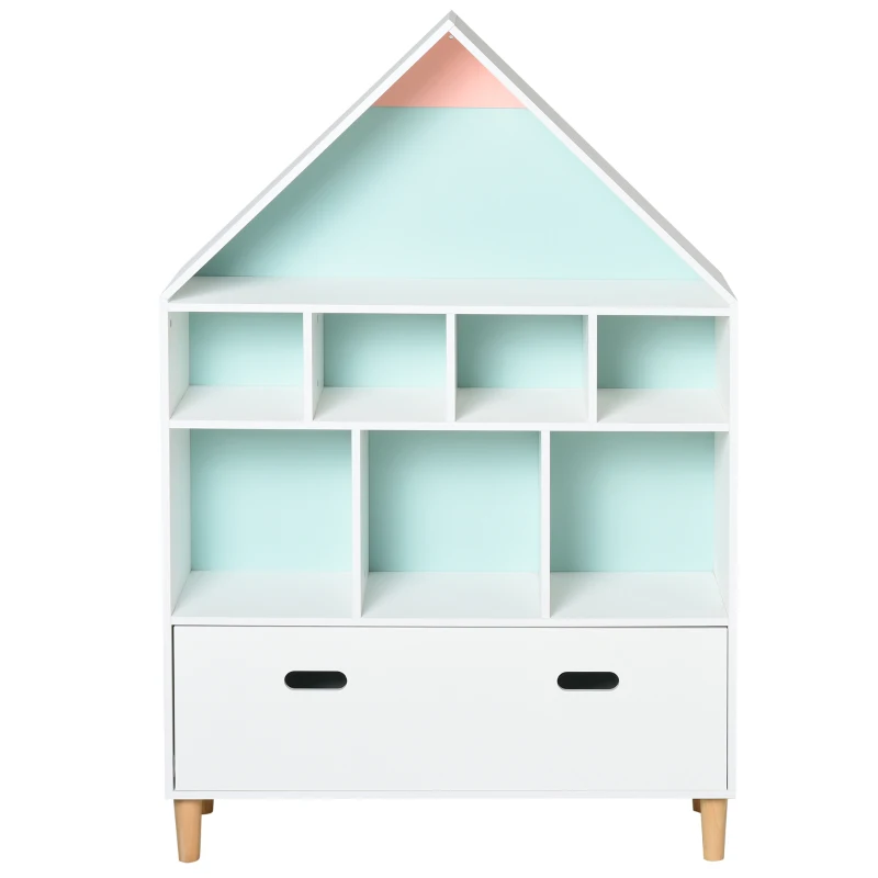 Homcom Etajera Copii – Organizator cu Compartimente Alb