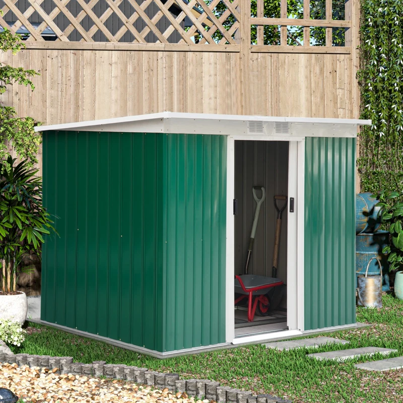 Outsunny casuta pentru unelte gradina, 277x130x173cm, verde(m-13)