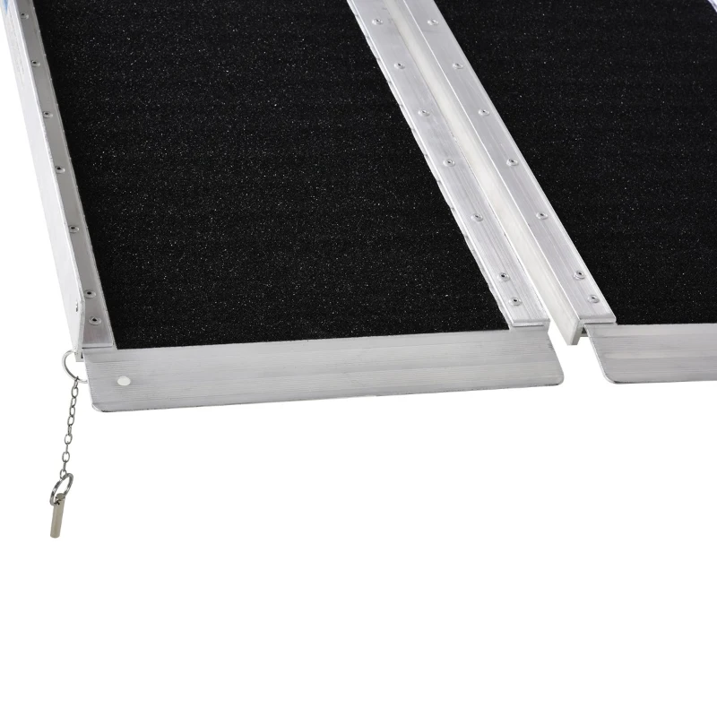 HomCom Rampa Antiderapanta pentru Scaun cu Rotile Pliabil Aluminiu, 183x72cm