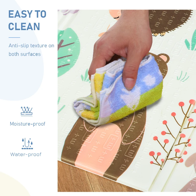 HOMCOM Foldable Baby Foam Play Mat Reversible Floor Play Crawling Mat Toddler Playmat Waterproof Educational 200 x 150cm x 1cm