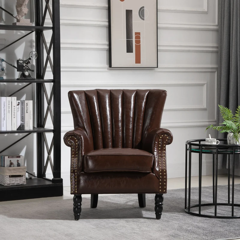 HomCom fotoliu vintage, imitatie piele, 73x76x89cm, maro