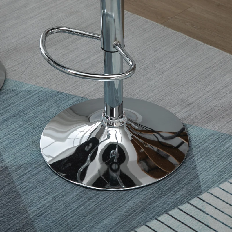 HOMCOM Set 2 Scaune de Bar Pivotante și Reglabile, Piele Ecologică Albă, cu Cusături Diamant, Ușor de Curățat, Eleganță Fără Griji de Pete