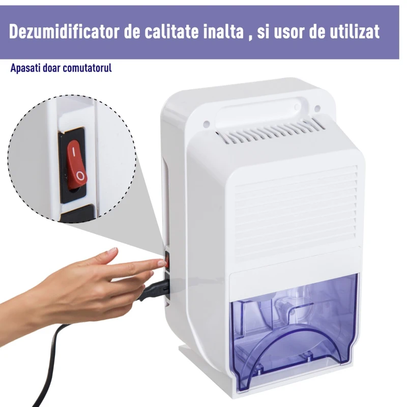 HOMCOM dezumidificator electric, cu rezervor de 1300ml