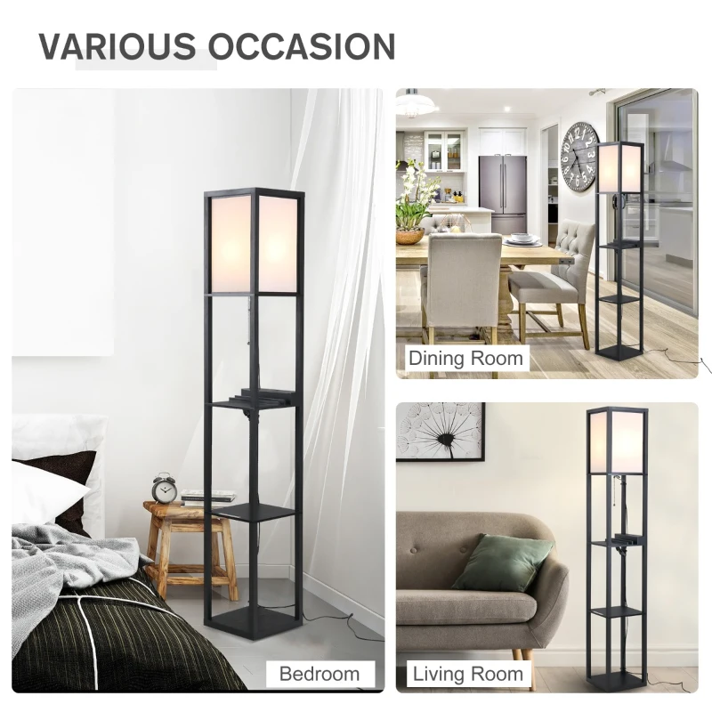 HOMCOM lampa de podea, 26x26x160cm, alba