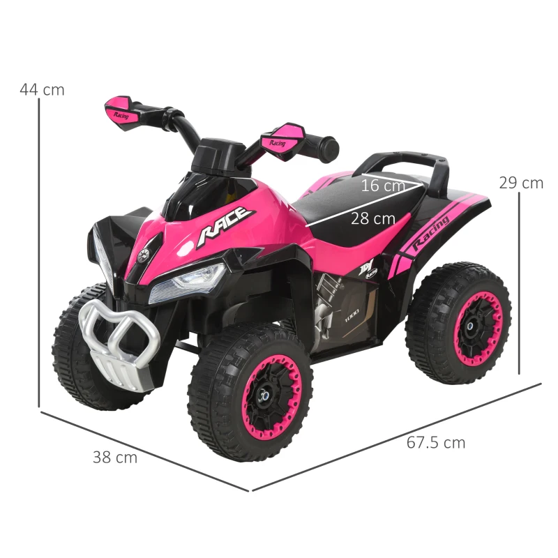 HOMCOM ATV pentru copii Ride-on cu impingere cu lumini și sunete, 18-36 luni(m-3)