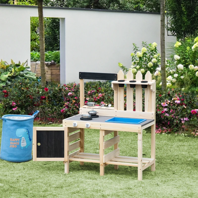 HOMCOM kinderkeuken met accessoires grijs zwart