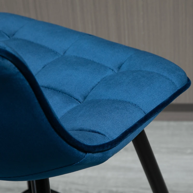 Homcom Set 2 Scaune Bar – Nordic, Catifea Albastra & Confort Sporit