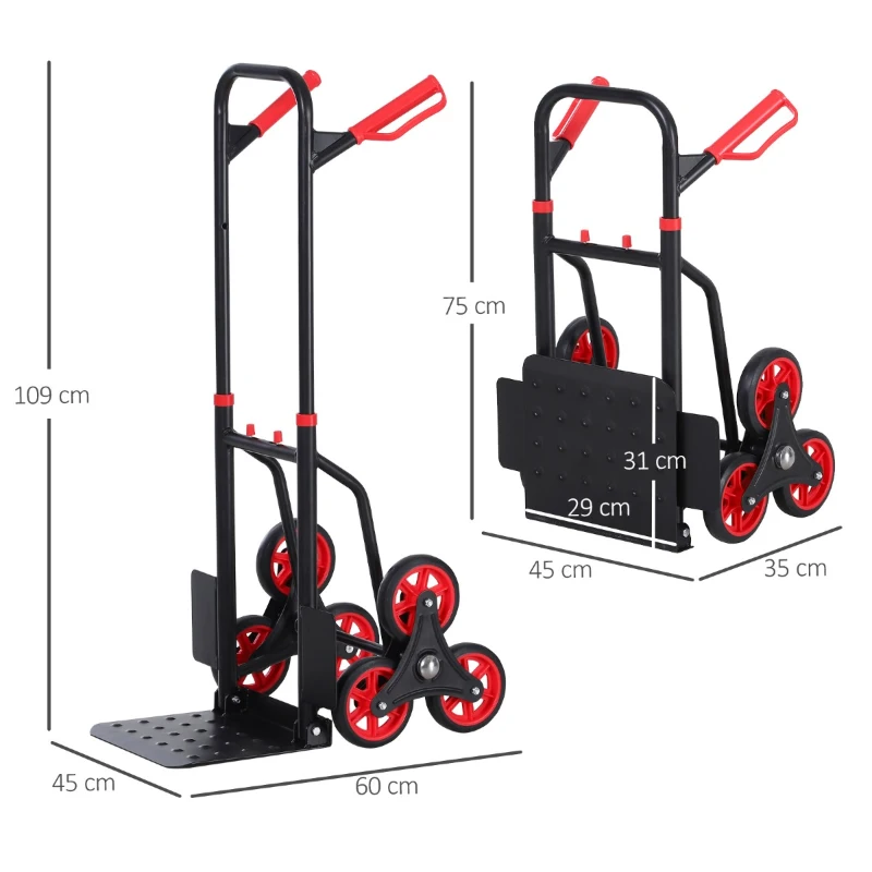 Durhand Carucior Marfa Pliabil – 6 Roti pentru Scari, 150 kg