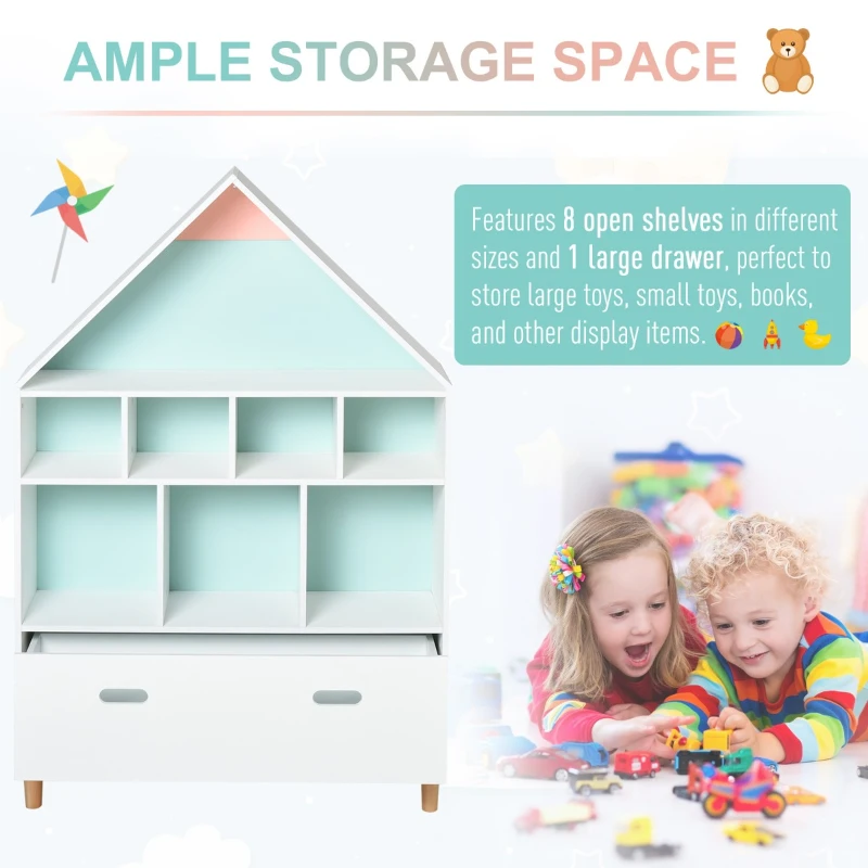 Homcom Etajera Copii – Organizator cu Compartimente Alb