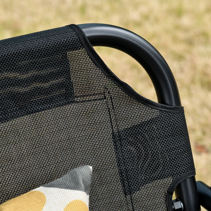 Outsunny Leagan de Gradina cu 3 Locuri cu Acoperis Parasolar Reglabil Negru 172x110x155cm(m-7)