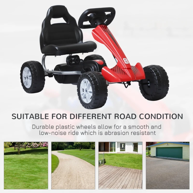 HOMCOM Go Kart cu Pedale pentru Copii 3 Ani, Rosu