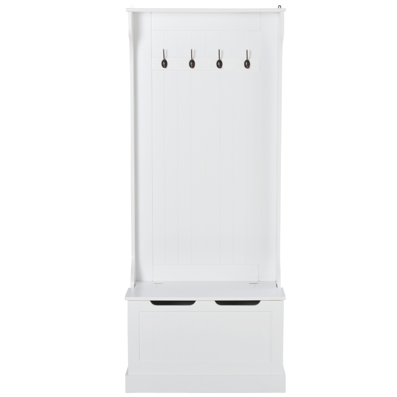 HOMCOM Cuier cu Banca & Depozitare – MDF Alb, 71,5×170 cm(m-12)