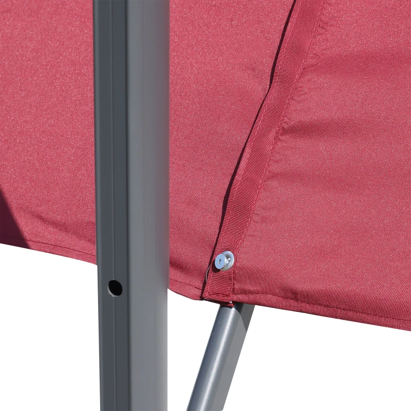 Outsunny 2.5 x 2.5m Patio Offset Parasol Umbrella Cantilever Hanging Aluminium Sun Shade Canopy Shelter 360° Rotation with Crank Handle and Cross Base, Wine Red