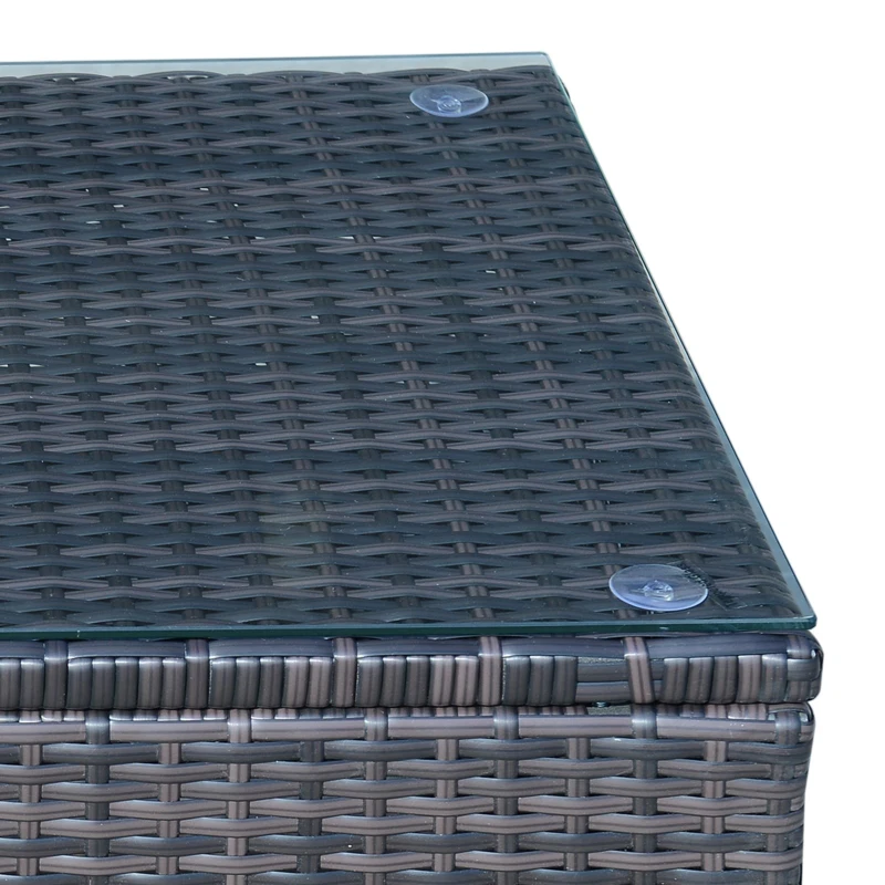 Outsunny masuta exterior, sticla securizata, 85x50x39cm, maro