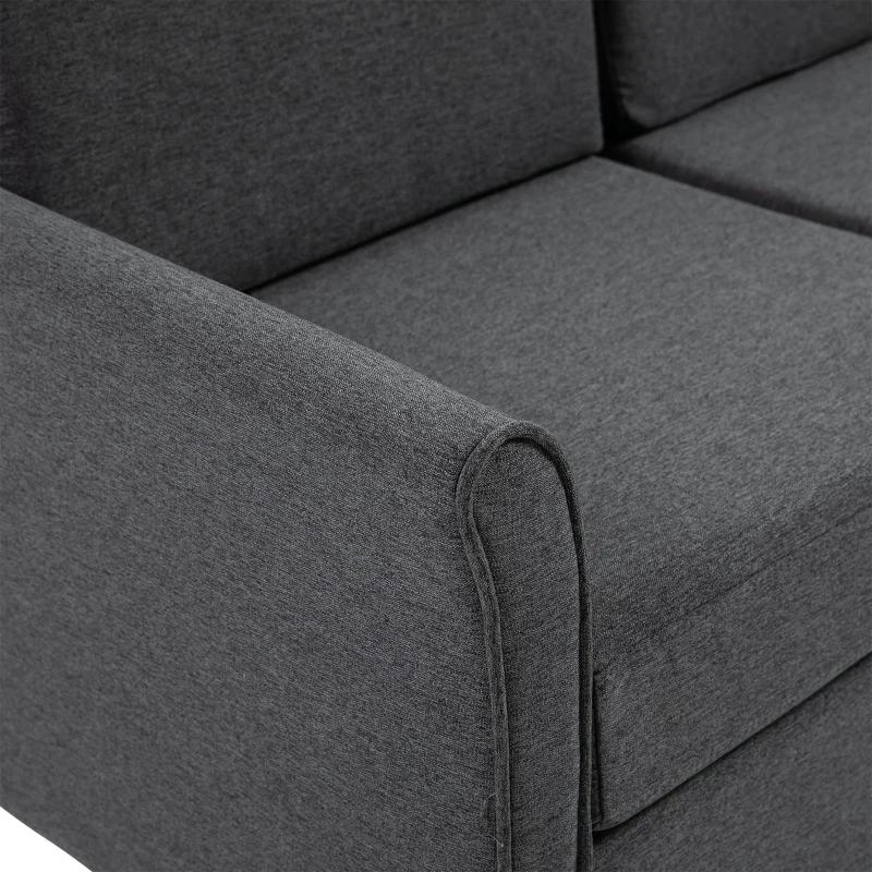 HOMCOM canapea 2 locuri, tapitata,141x70x78cm, gri(m-8)