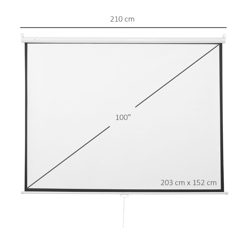 HOMCOM Ecran Proiectie 100" – Montaj Perete, 203×152 cm