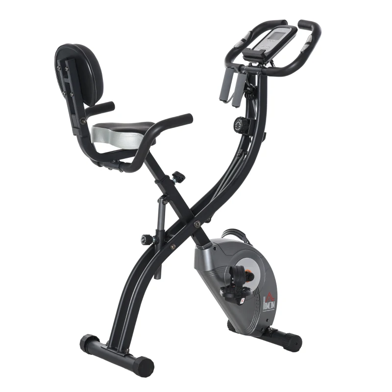 Homcom Bicicleta Fitness Pliabila – Cu Spatar, LCD & Benzi Elastice