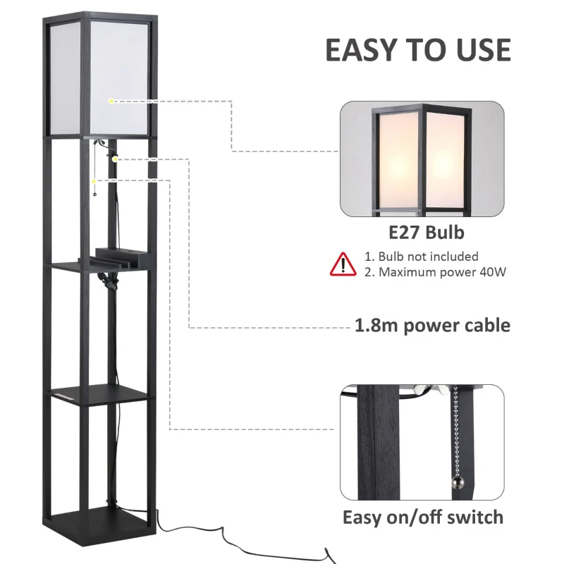 HOMCOM lampa de podea, 26x26x160cm, alba
