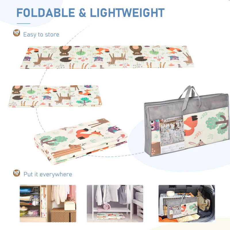 HOMCOM Foldable Baby Foam Play Mat Reversible Floor Play Crawling Mat Toddler Playmat Waterproof Educational 200 x 150cm x 1cm
