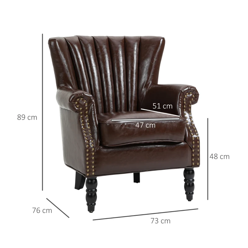 HomCom fotoliu vintage, imitatie piele, 73x76x89cm, maro