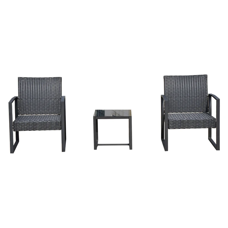 Outsunny set mobilier exterior, masa, scaune si perne, negru