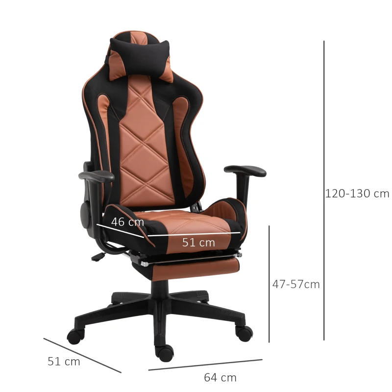 Vinsetto scaun rotativ si ajustabil pentru birou, negru si maro