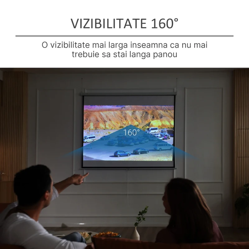 HOMCOM Ecran Proiectie 100" – Montaj Perete, 203×152 cm