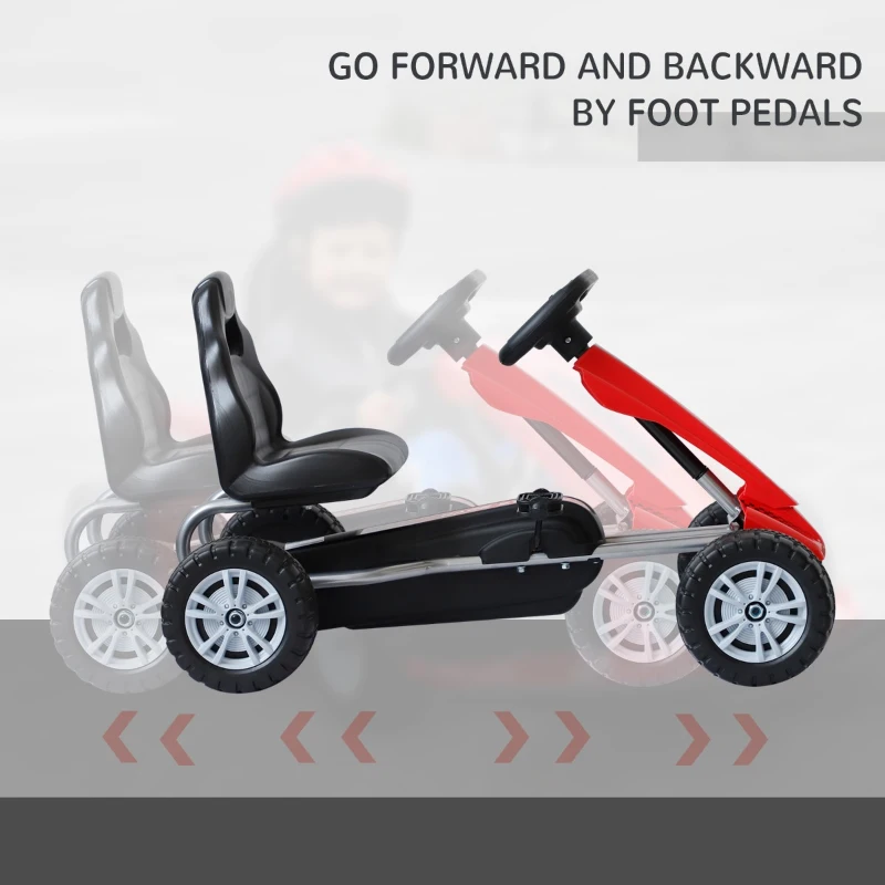 HOMCOM Go Kart cu Pedale pentru Copii 3 Ani, Rosu