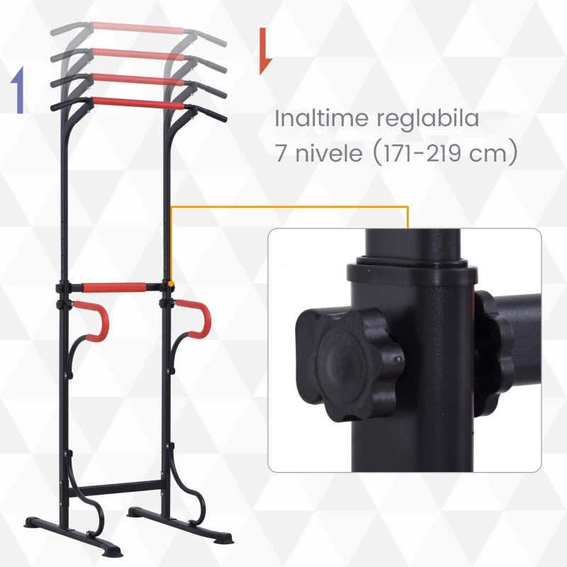 HOMCOM bara tractiune, inaltime reglabila, 98x84x171-219cm(m-7)
