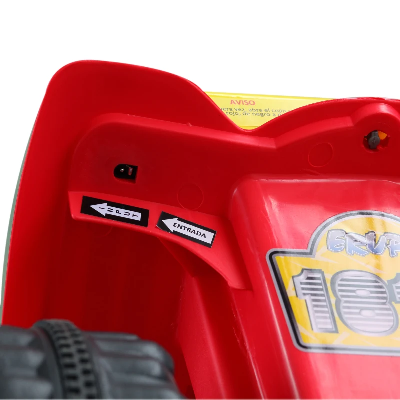 HOMCOM Quad Batería 6V Moto Eléctrica Infantil Niños +18 Meses Velocidad 2,5 Km/h Carga Máx. 20 Kg Sonido Luces y Cargador Incluido 66x43x43 cm Rojo y Amarillo