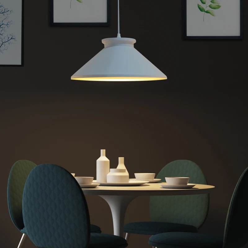 HOMCOM® Vintage Hängelampe | Deckenlampe | 40 W | Metall | ∅37 x 14,5 cm | Weiß