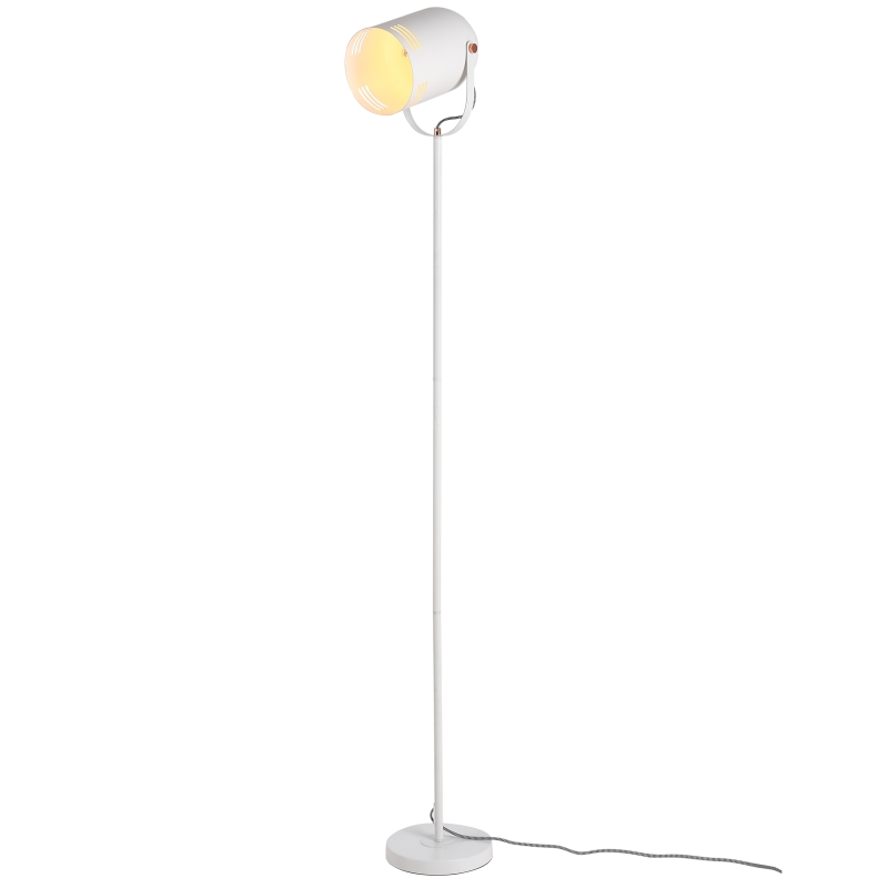 HOMCOM® Stehleuchte Stehlampe E27-Fassung neben Sofa 90° verstellbar Metall Weiß 25,5 x 20 x 155 cm