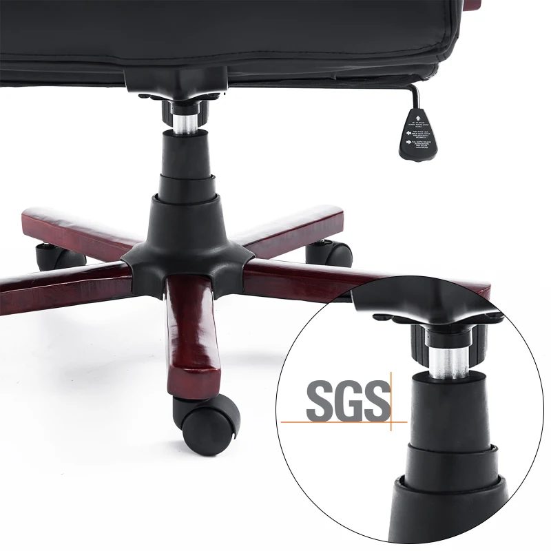 HOMCOM® Drehstuhl Kunstleder Holz 65 x 65 x 107-116 cm Schwarz