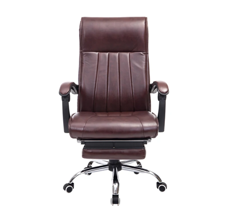 HOMCOM Bürostuhl mit Beinablage Chefsessel verstellbar Kunstleder dunkelbraun