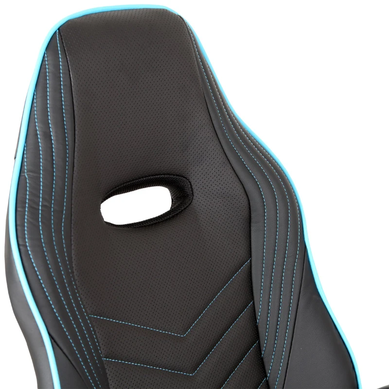 Vinsetto Bürostuhl Gaming Stuhl Drehstuhl Wippfunktion Höhenverstellbar Kunstleder Schwarz+Blau 62 x 69 x 112–121 cm