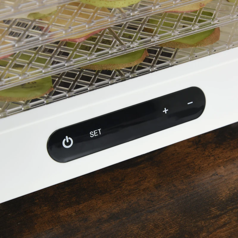 HOMCOM® Dehydrator Dörrgerät Dörrautomat mit 5 Einlegefächer Temperaturregler Weiß