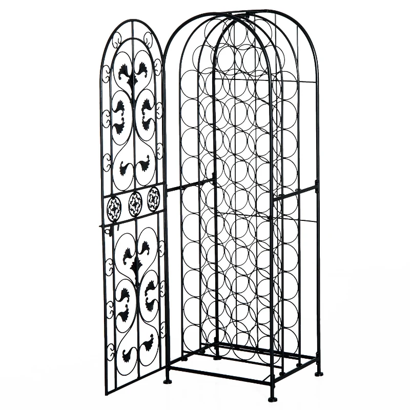 HOMCOM® Weinregal für 45 Flaschen Weinschrank Metall Schwarz