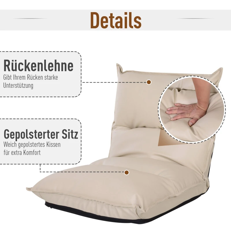 HOMCOM Sitzkissen verstellbare Rückenlehne 55 x 45 x 67 cm Creme